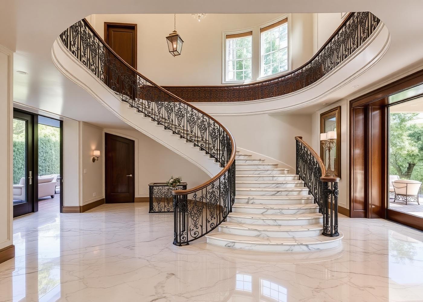 Beverly Hills full home remodel featuring grand staircase and marble floors